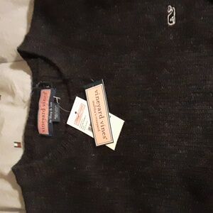 NWT Man  Vineyard Vines Black 100% Wool Sweater